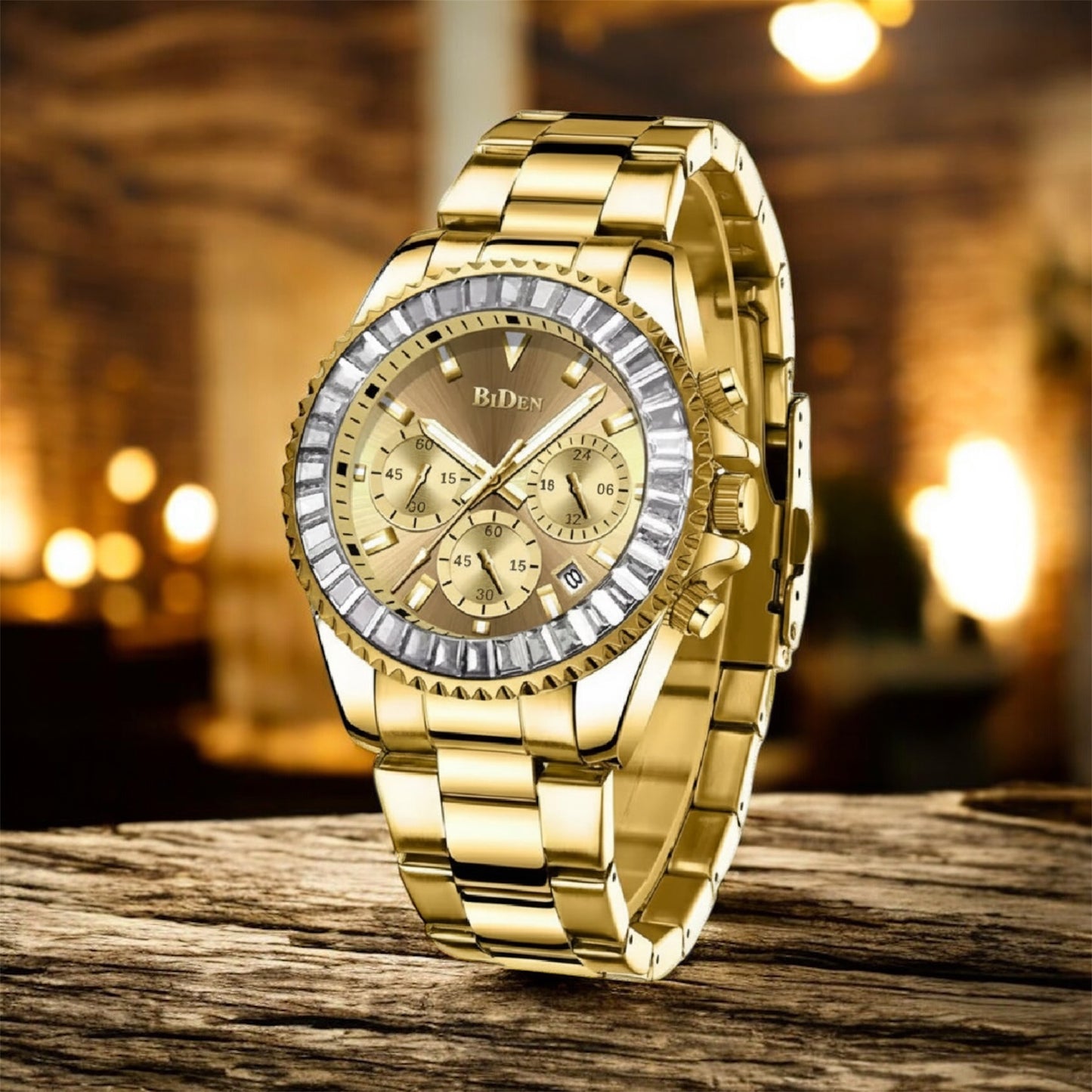 Biden Herrenarmbanduhr mit Kristall Lunette