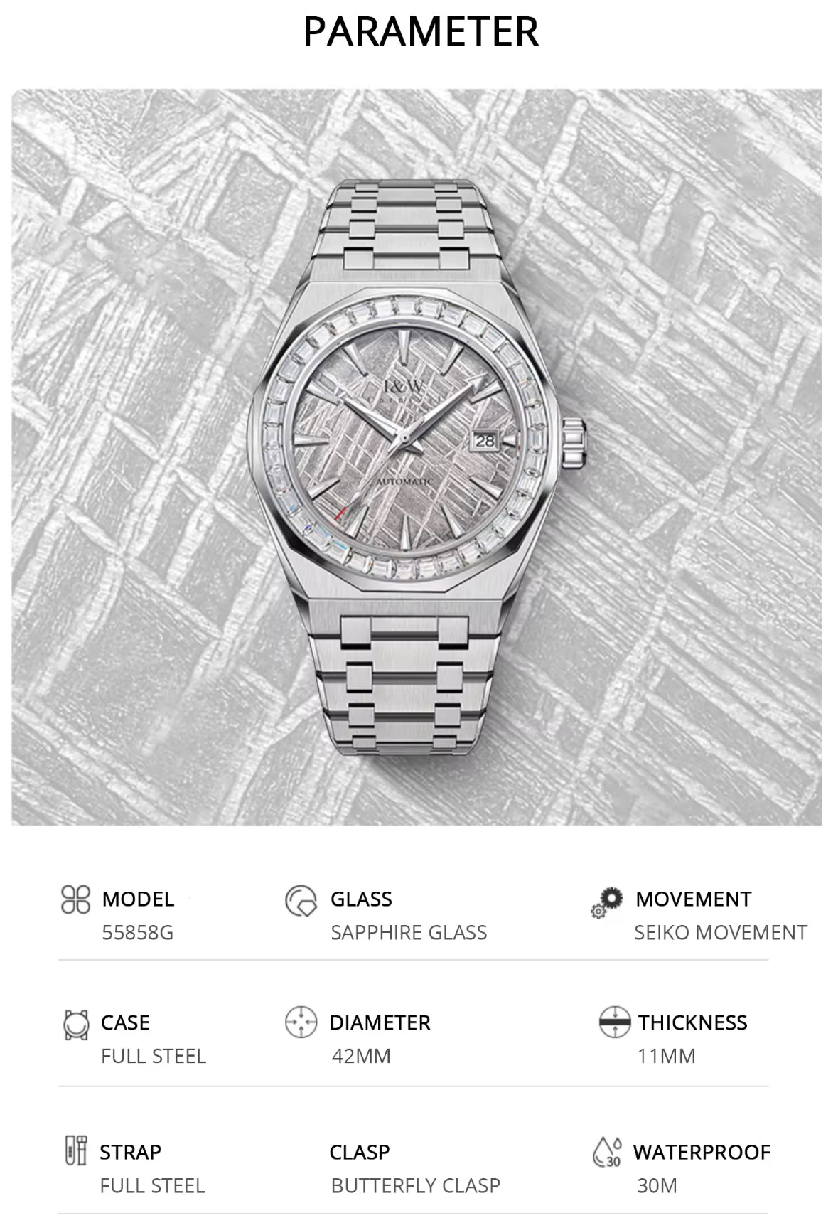 I&W Automatik Uhr SEIKO Uhrwerk