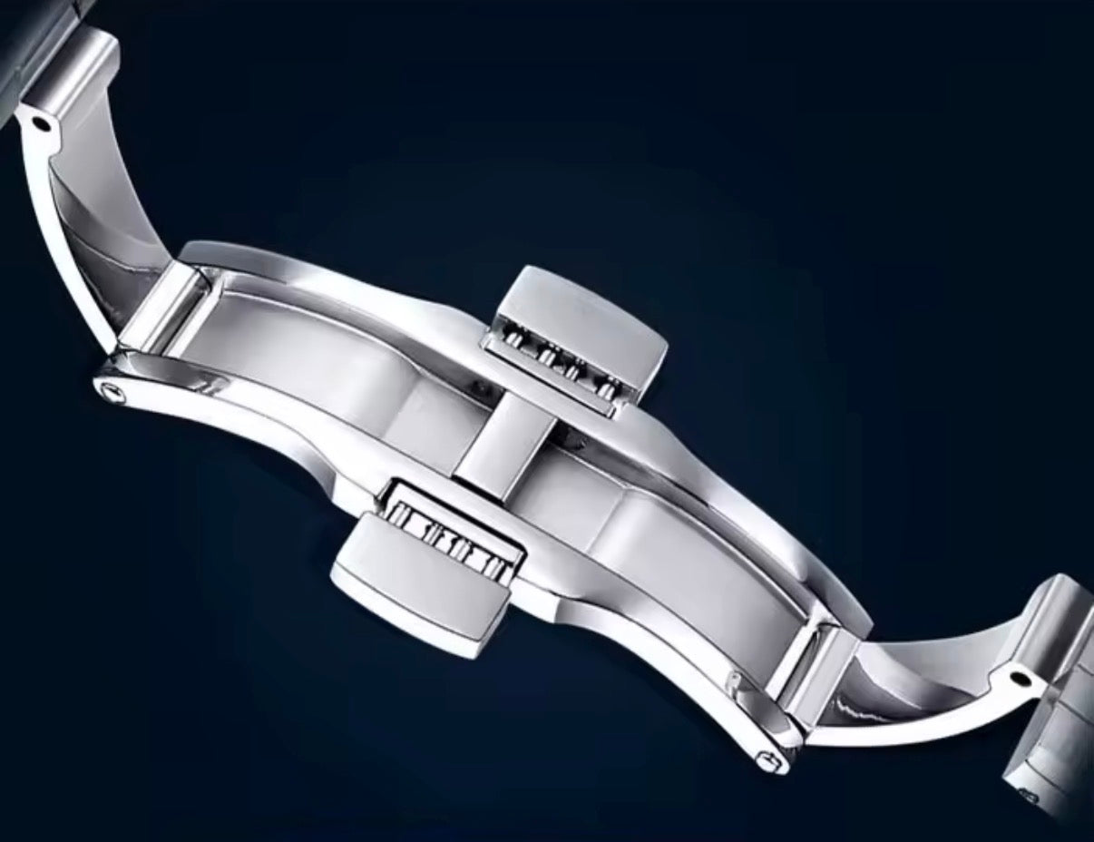 I&W Armbanduhr mit SEIKO Uhrwerk verbindet Eleganz und Luxus. Black.