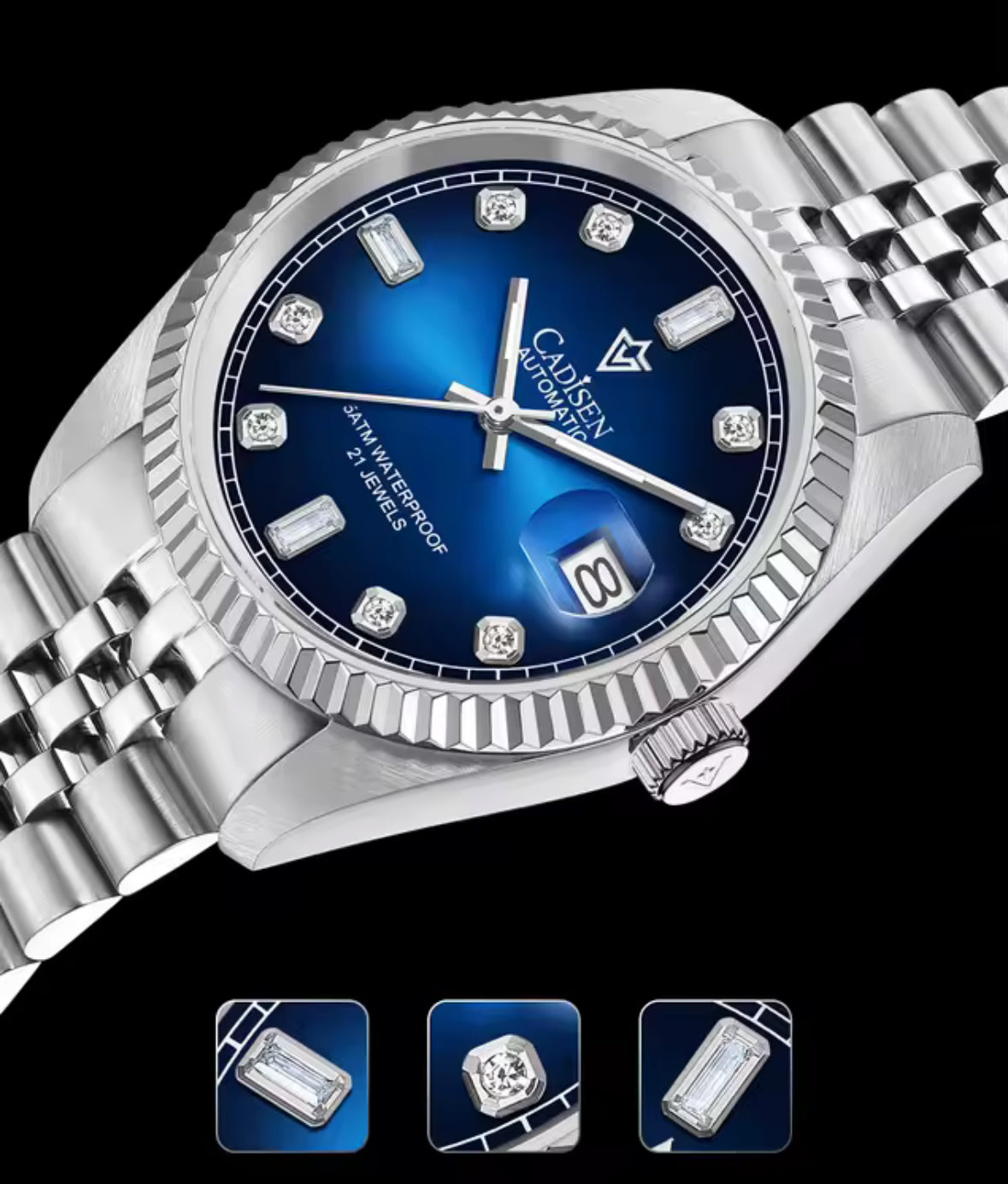 CADISEN mechanische Uhr. MIYOTA 8215. Blau.