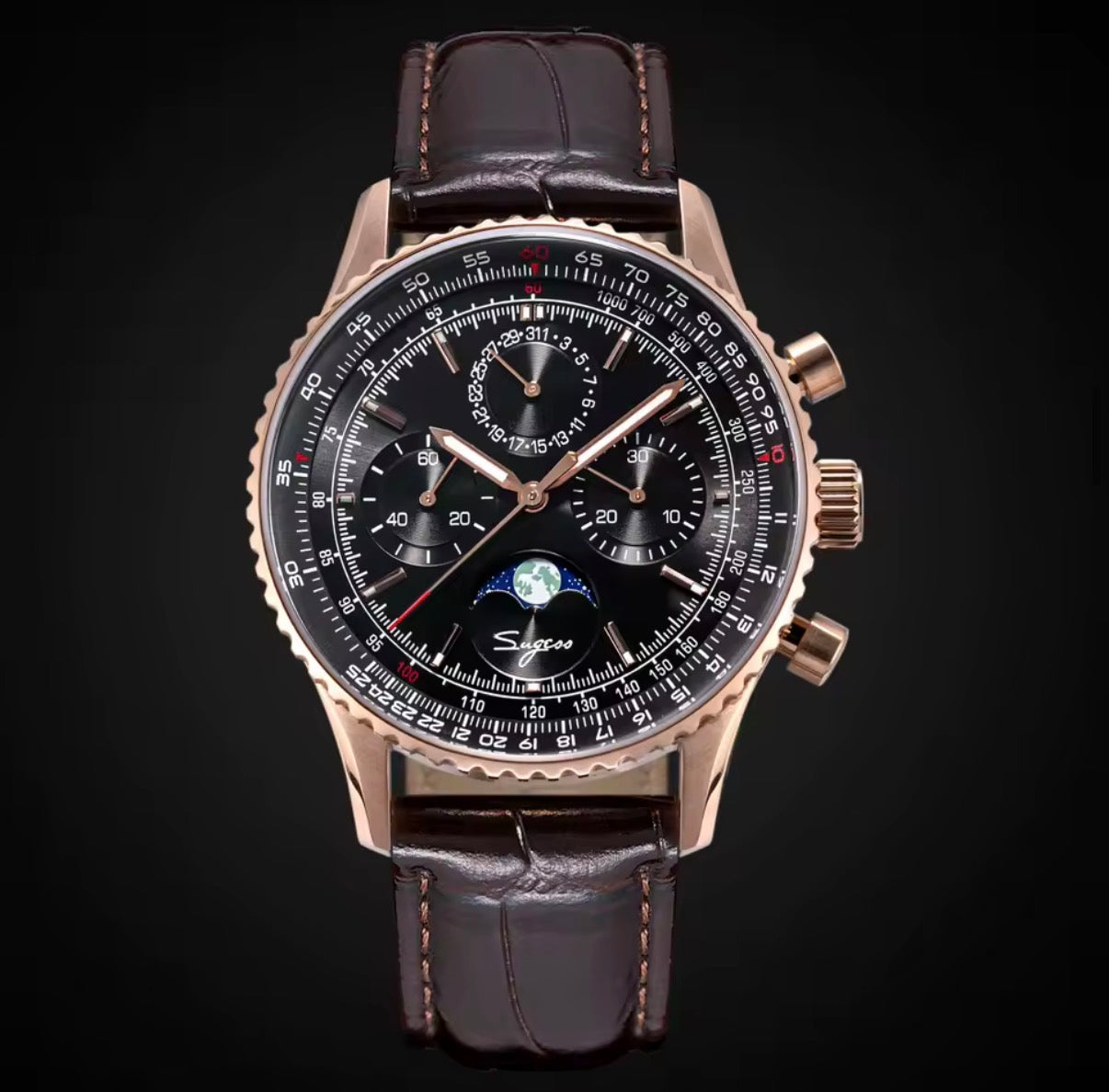 Sugess S468 Moonphase Pilot – Mechanischer Chronograph mit ST1908 & Saphirglas