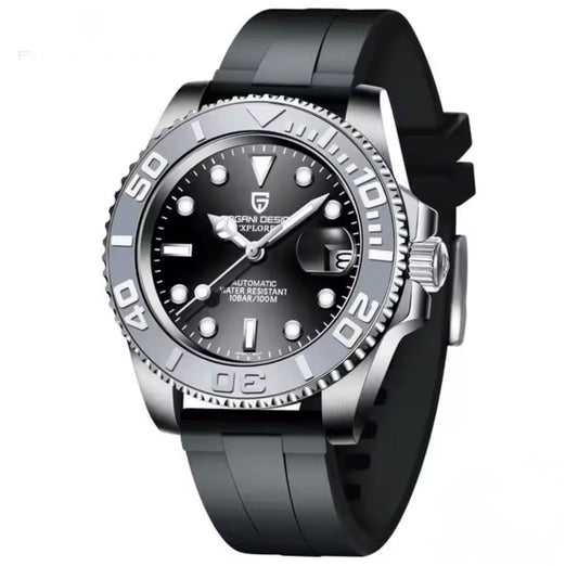 PAGANI DESIGN EXPLORER – Automatische Herren-Armbanduhr mit Keramik-Lünette & Silikonband