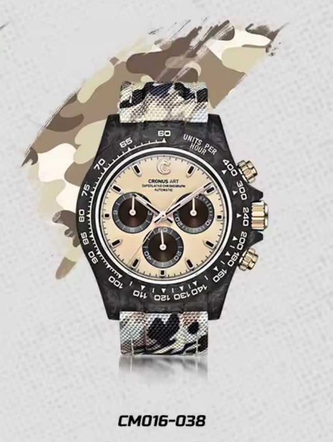 CRONUS ART Desert Chronograph – Carbon Power mit Safari-Eleganz