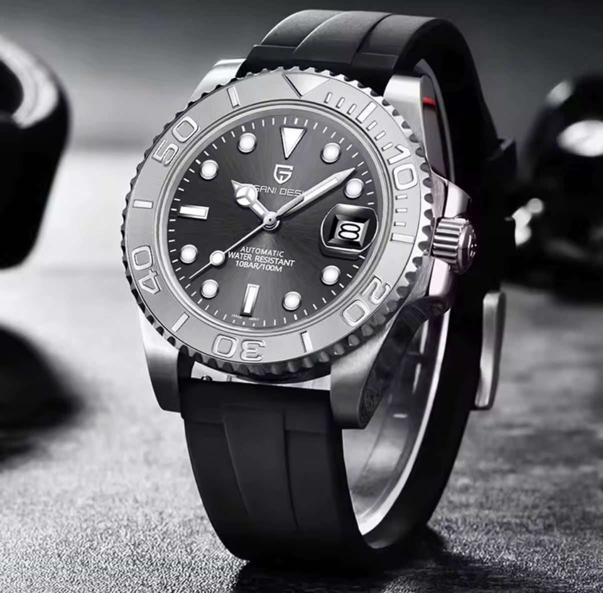 PAGANI DESIGN EXPLORER – Automatische Herren-Armbanduhr mit Keramik-Lünette & Silikonband