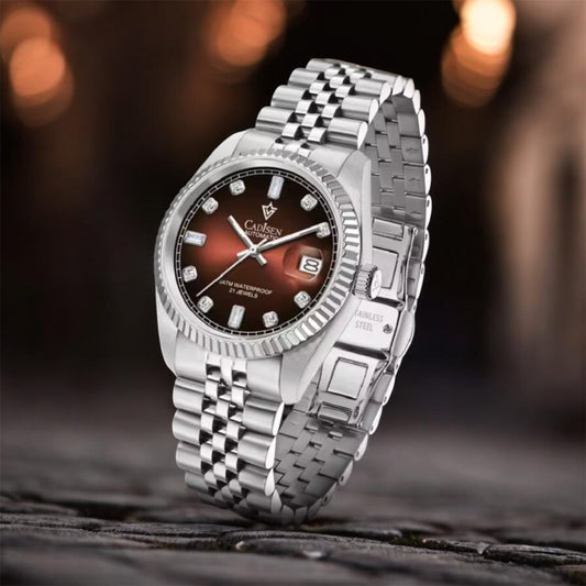 CADISEN mechanische Uhr. MIYOTA 8215. Burgund.